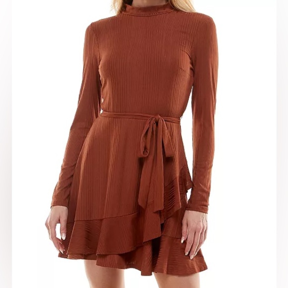 Speechless Juniors Variegated Long Sleeve Rib-Knit Fit & Flare Dress